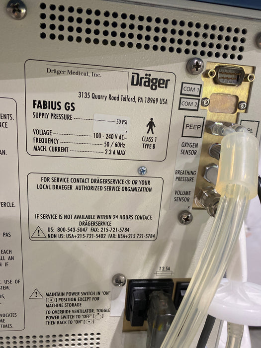 Draeger Medical Fabius GS Anesthesia Machine