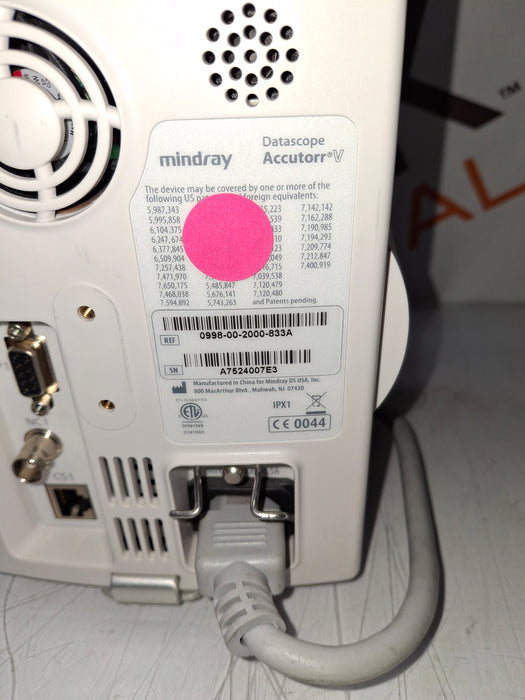 Mindray Datascope Accutorr V Vital Signs Monitor
