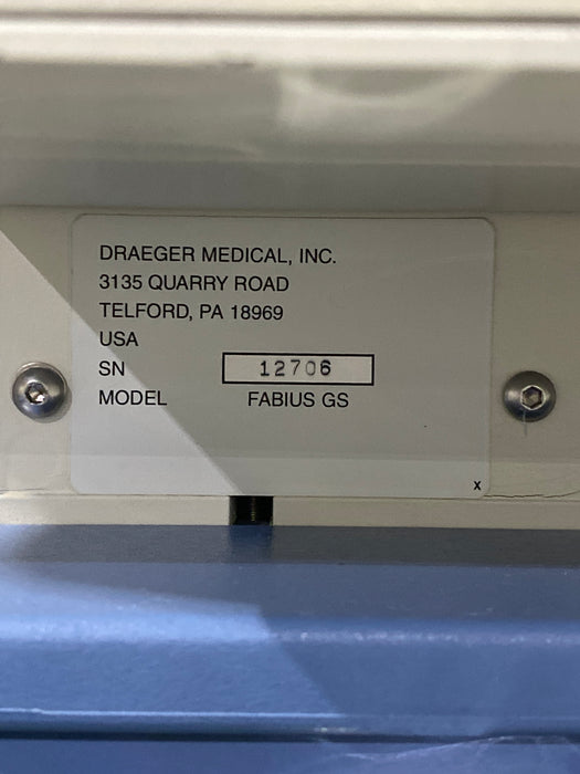 Draeger Medical Fabius GS Anesthesia Machine