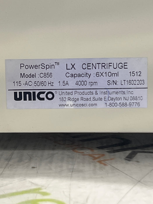 Unico C856 PowerSpin LX Centrifuge