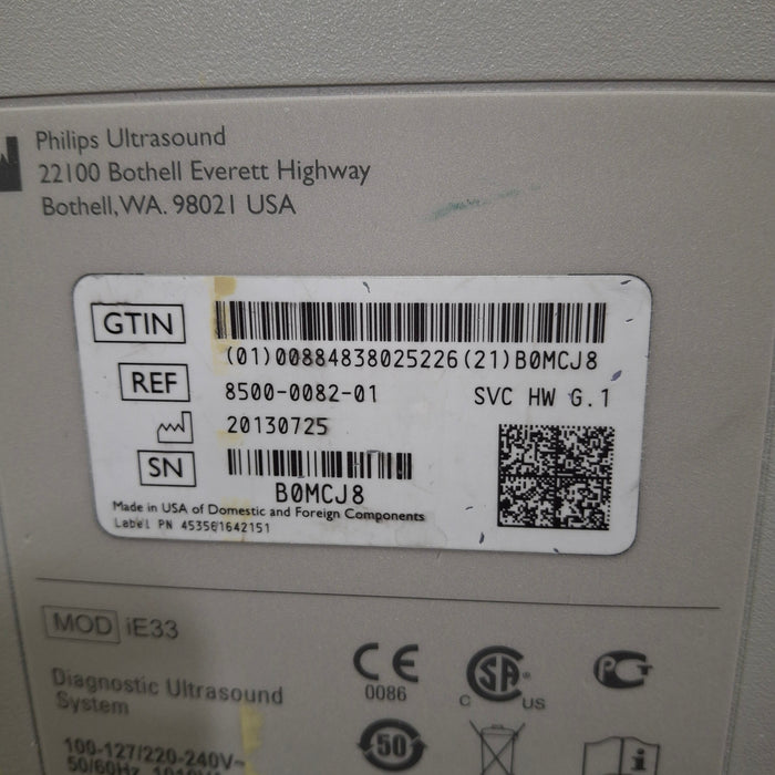 Philips IE33 F-G Cart Ultrasound