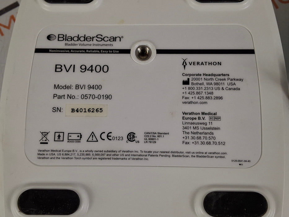 Verathon Medical, Inc BVI 9400 Bladderscan