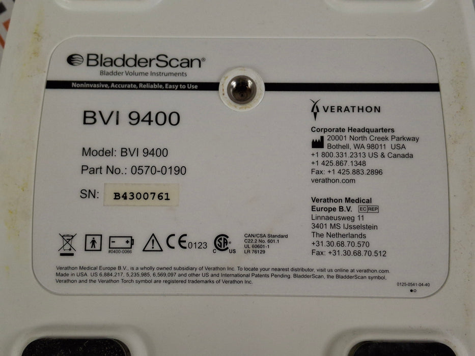 Verathon Medical, Inc BVI 9400 Bladderscan