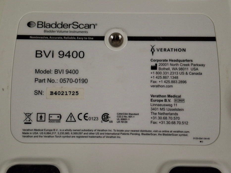 Verathon Medical, Inc BVI 9400 Bladderscan