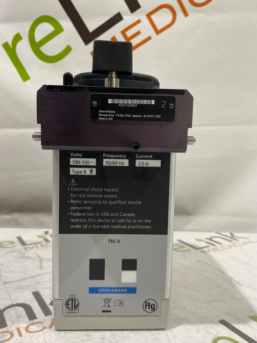 Datex-Ohmeda Tec 6 Plus Desflurane Vaporizer