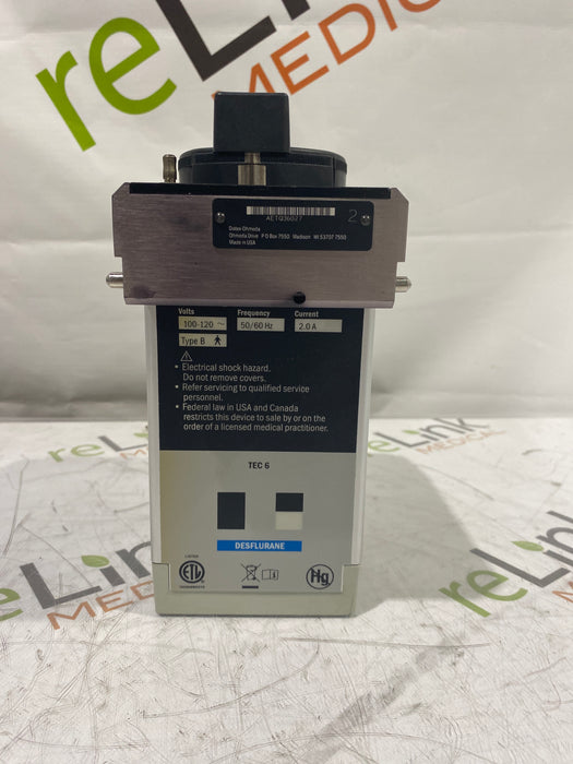 Datex-Ohmeda Tec 6 Plus Desflurane Vaporizer