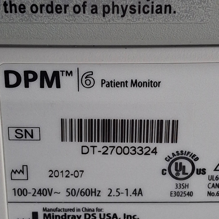 Mindray DPM6 Patient Monitor