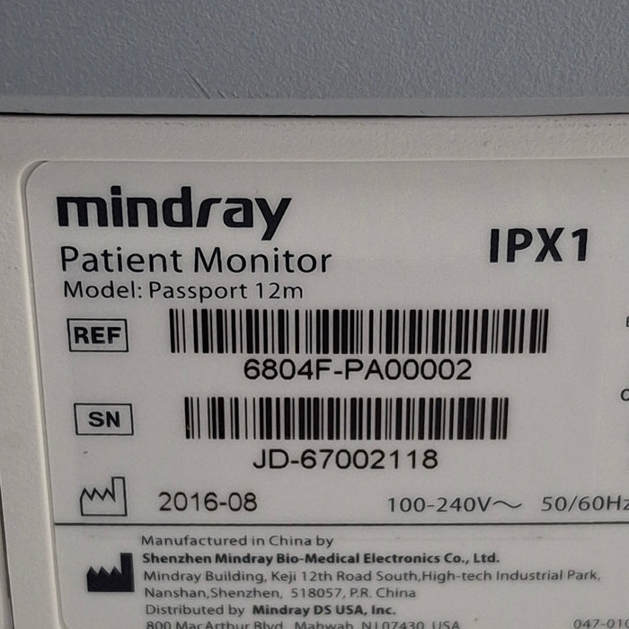 Mindray Passport 12M Patient Monitor