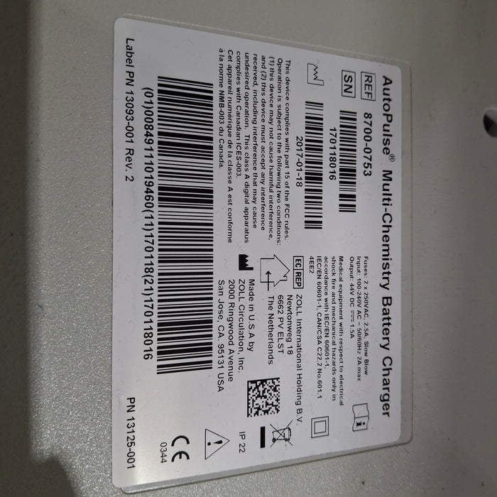 Zoll Multi Chemistry Battery Charger 8700-0753