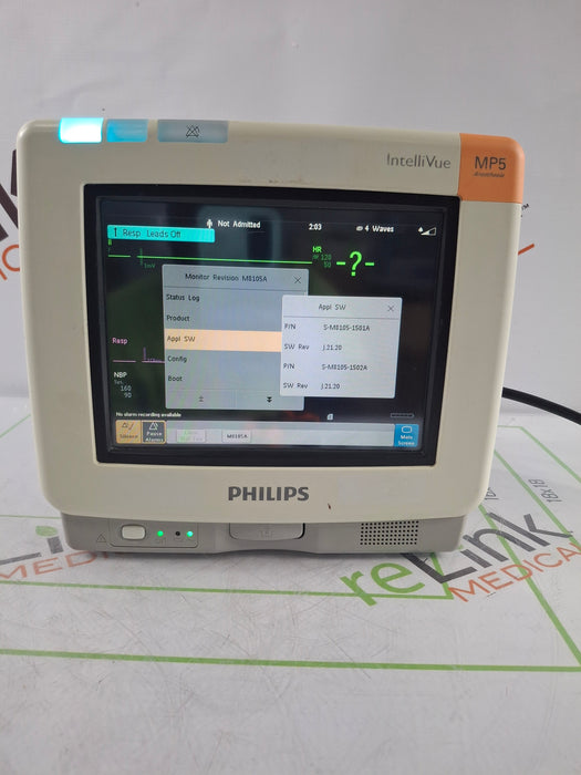 Philips MP5 Anesthesia Oximax SpO2 ECG, Press, NBP, Temp CO2 Patient Monitor
