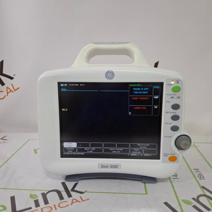 GE Healthcare Dash 3000 - Masimo SpO2 Patient Monitor