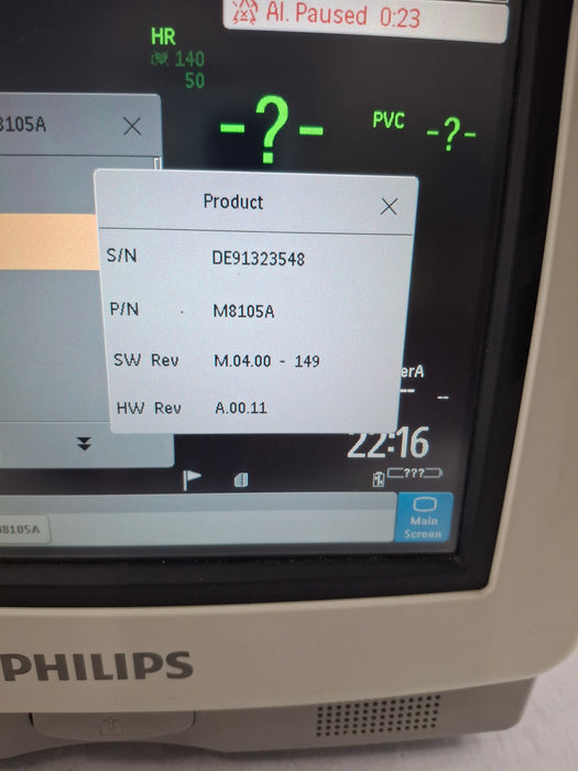 Philips Intellivue MP5 - ECG, Fast SpO2, NIBP Patient Monitor