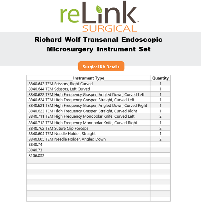 Richard Wolf Transanal Endoscopic Microsurgery Instrument Set