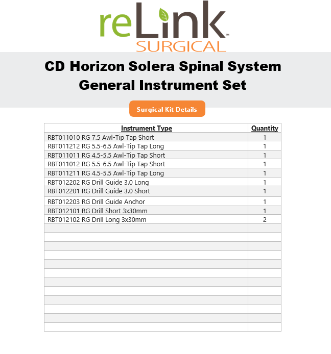 Medtronic CD Horizon Solera Spinal System General Instrument Set