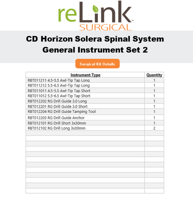 Medtronic CD Horizon Solera Spinal System General Instrument Set