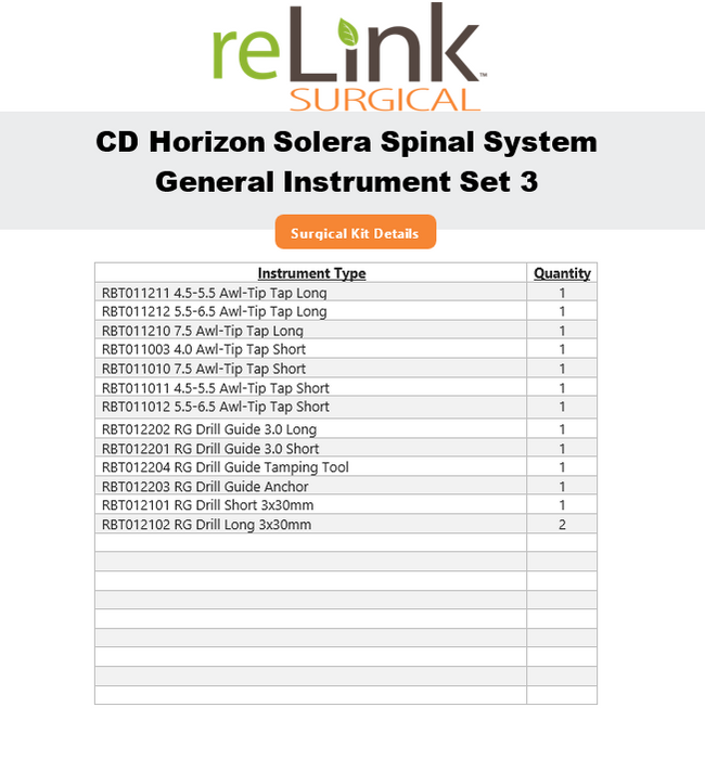 Medtronic CD Horizon Solera Spinal System General Instrument Set