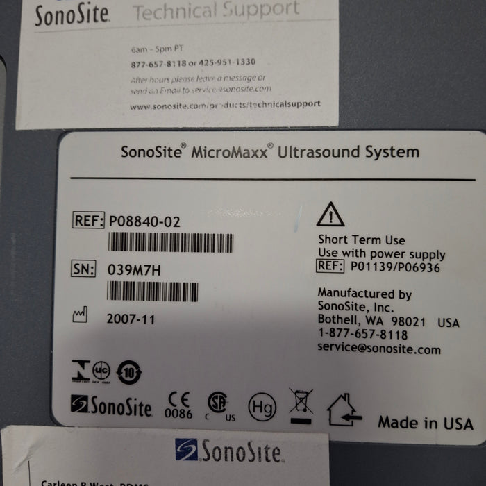 Sonosite Micromaxx Portable Ultrasound