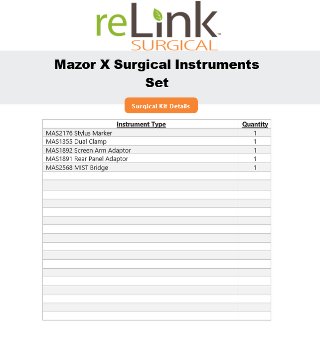 Mazor Robotics Mazor X Surgical Instrument Set B