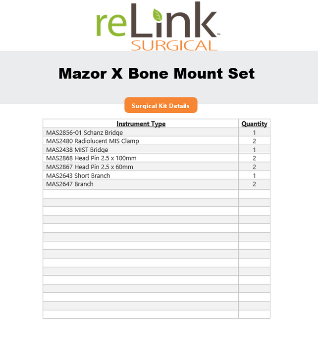 Mazor Robotics KIT0762 Mazor X Bone Mount Set
