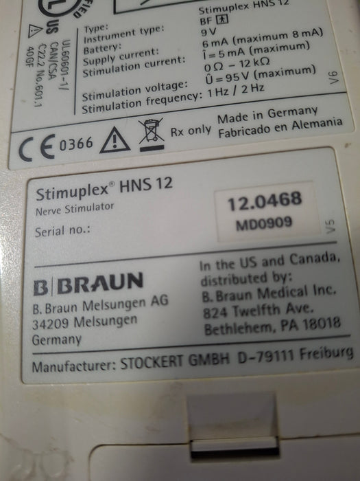 B. Braun Stimuplex HNS 12 Nerve Stimulator