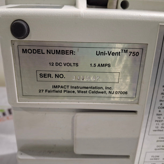 Impact Instrumentation, Inc. Uni-Vent 750 Ventilator