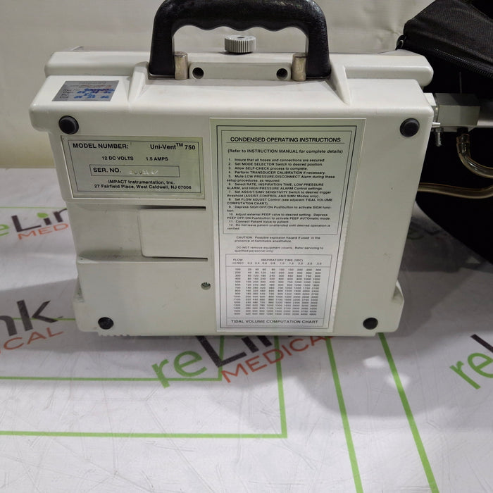 Impact Instrumentation, Inc. Uni-Vent 750 Ventilator
