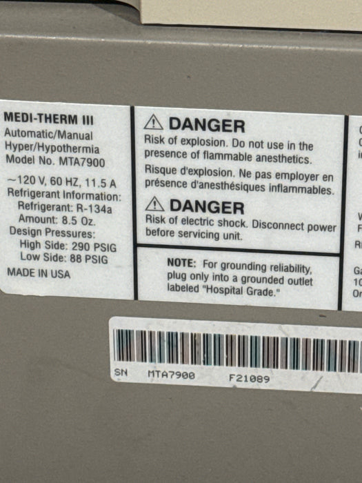 Gaymar Medi-Therm III MTA7900 Hyper/Hypothermia Machine