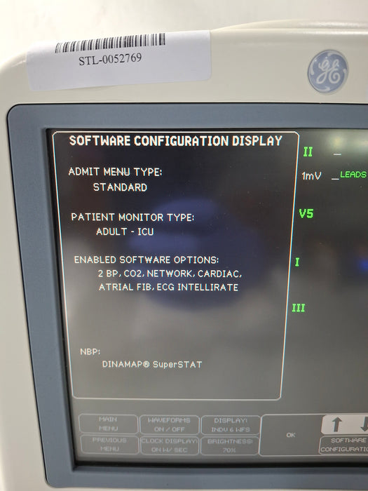 GE Healthcare Dash 5000 - Masimo SpO2 Patient Monitor