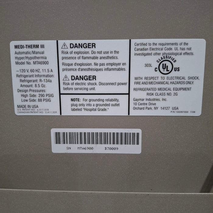 Gaymar Medi-Therm III MTA6900 Hyper/Hypothermia Machine