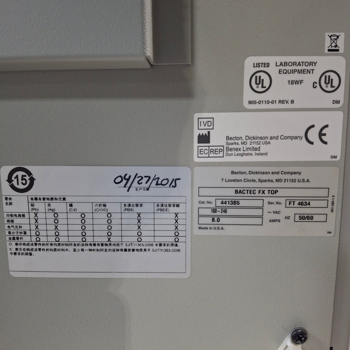 Becton Dickinson Bactec FX Blood Culture System