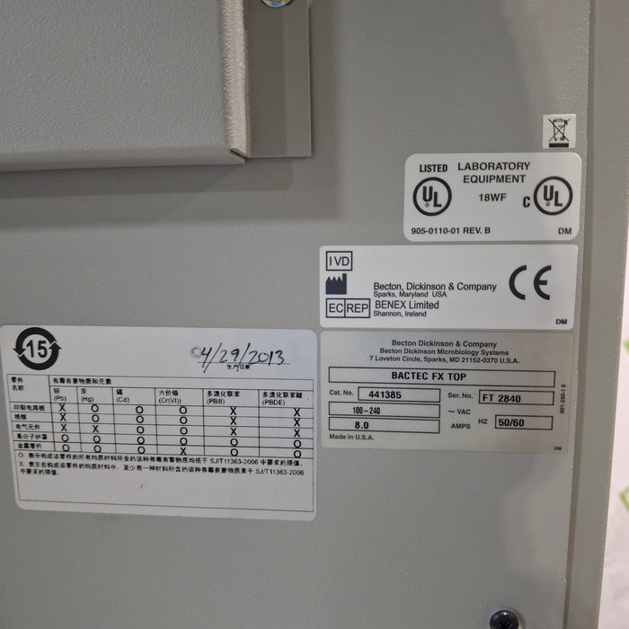 Becton Dickinson Bactec FX Blood Culture System