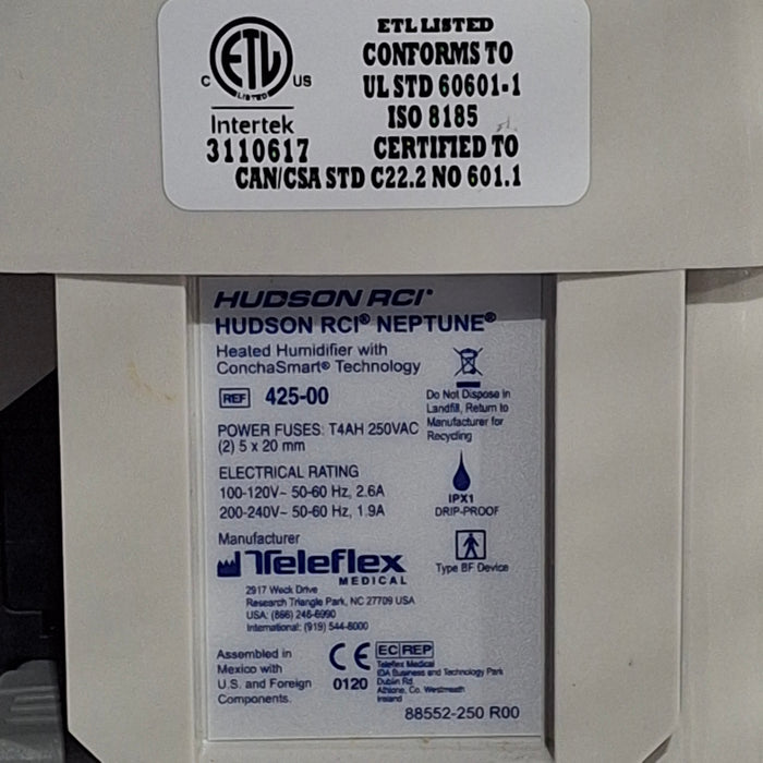 Teleflex Medical Hudson RCI Neptune Heated Humidifier