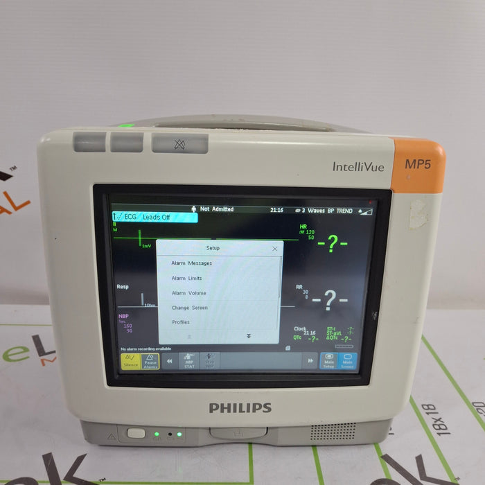 Philips Intellivue MP5 - ECG, OxiMax SpO2, NIBP Patient Monitor