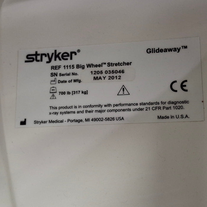 Stryker 1115 Big Wheel Glideaway Stretcher