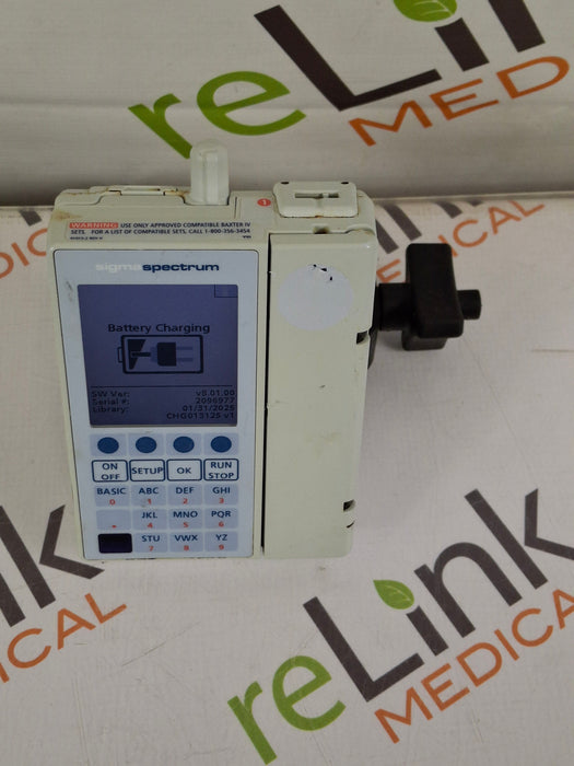 Baxter Sigma Spectrum 8.01.00 with B/G Battery Infusion Pump