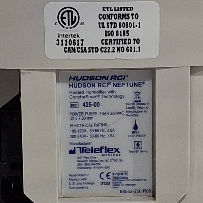 Teleflex Medical Hudson RCI Neptune Heated Humidifier