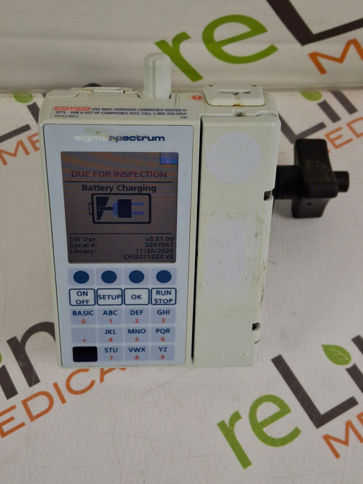 Baxter Sigma Spectrum 8.01.00 with B/G Battery Infusion Pump