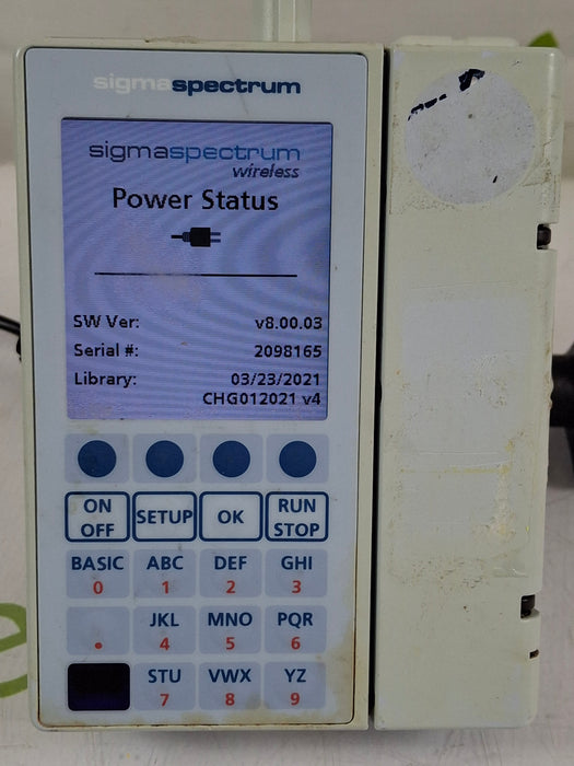 Baxter Sigma Spectrum 8.00.03 w/ B/G Battery Infusion Pump