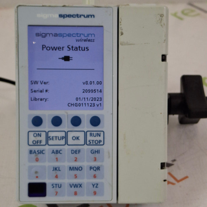Baxter Sigma Spectrum 8.01.00 with B/G Battery Infusion Pump