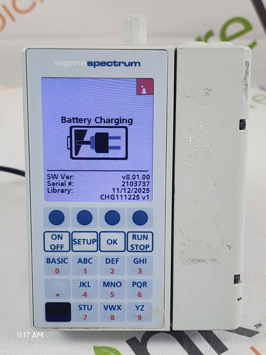 Baxter Sigma Spectrum 8.01.00 with B/G Battery Infusion Pump