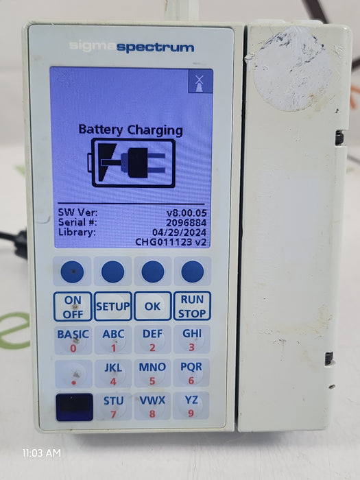 Baxter Sigma Spectrum 8.00.05 with B/G Battery Infusion Pump