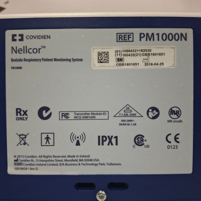 Covidien PM1000N Nellcor Bedside SPO2 Monitor