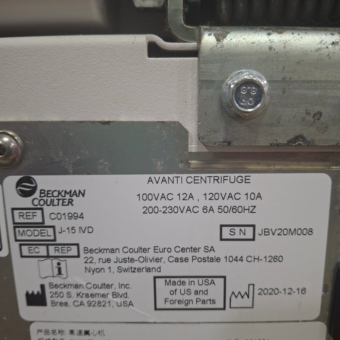 Beckman Coulter Avanti J-15 IVD Centrifuge