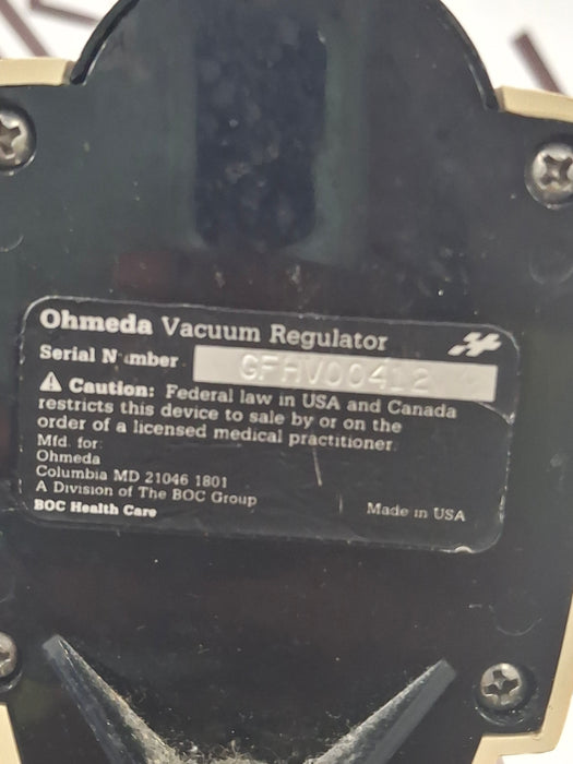 Ohmeda Medical Vacuum Regulator