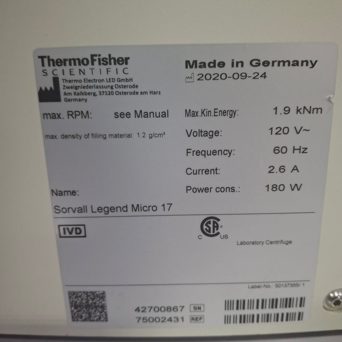 Thermo Scientific Legend Micro 17 Centrifuge