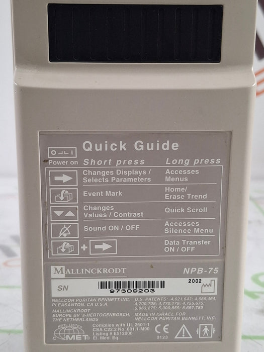 Nellcor Oximax NPB-75  Microstream Pulse Oximeter Capnograph