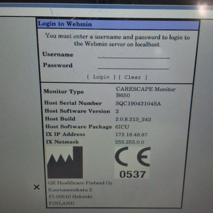 GE Healthcare Carescape B650 Critical Care Patient Monitor