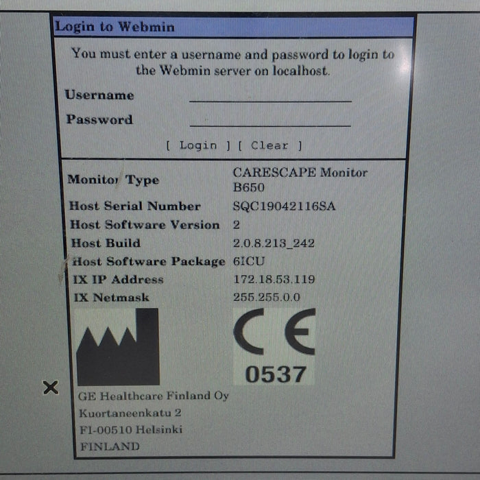 GE Healthcare Carescape B650 Critical Care Patient Monitor