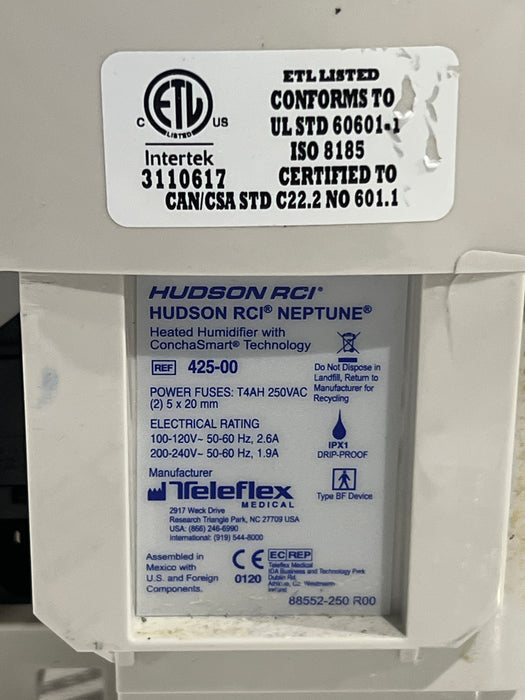 Teleflex Medical Hudson RCI Neptune Heated Humidifier