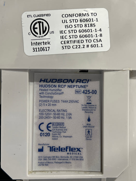 Teleflex Medical Hudson RCI Neptune Heated Humidifier